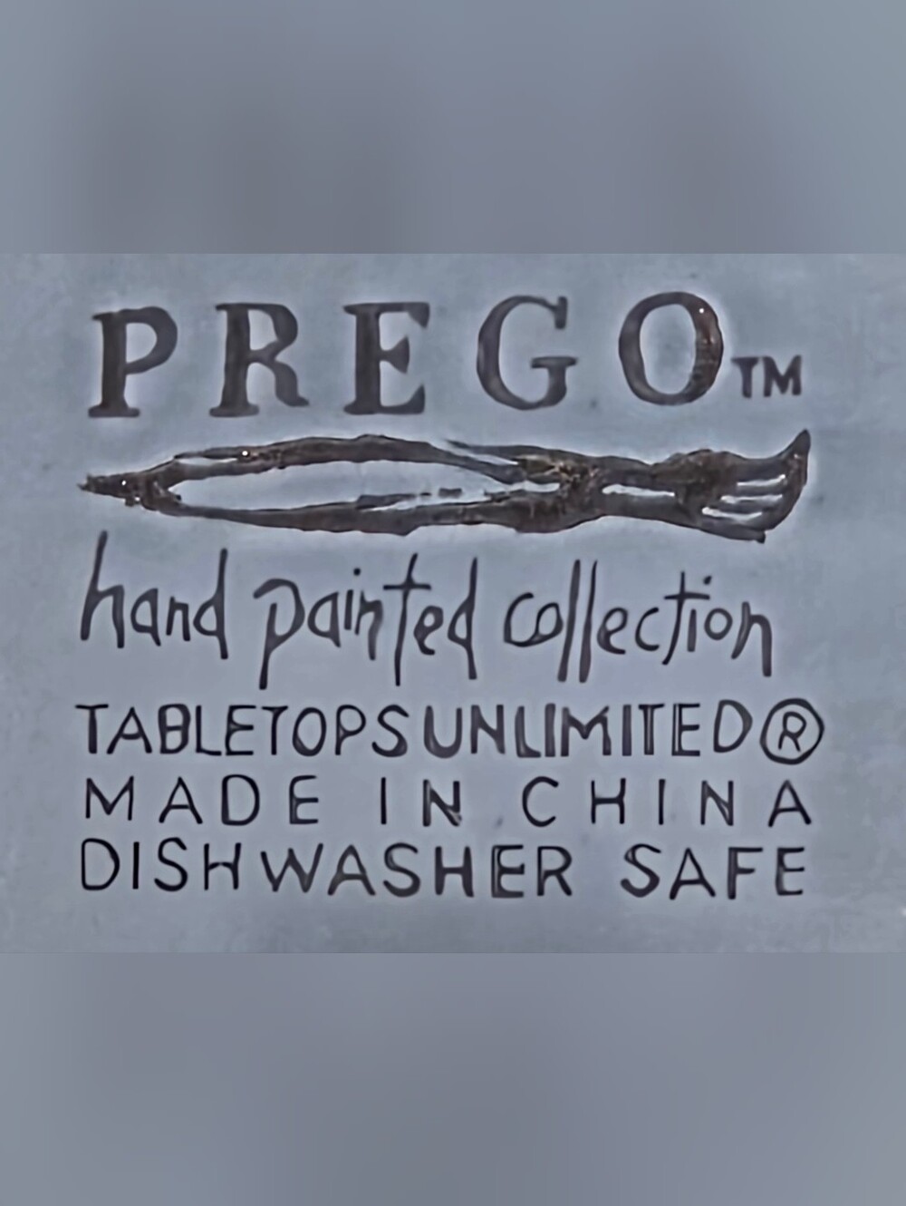 Tabletops Unlimited PREGO Hand Painted Collection Plate - Blue Grey Set Of 4